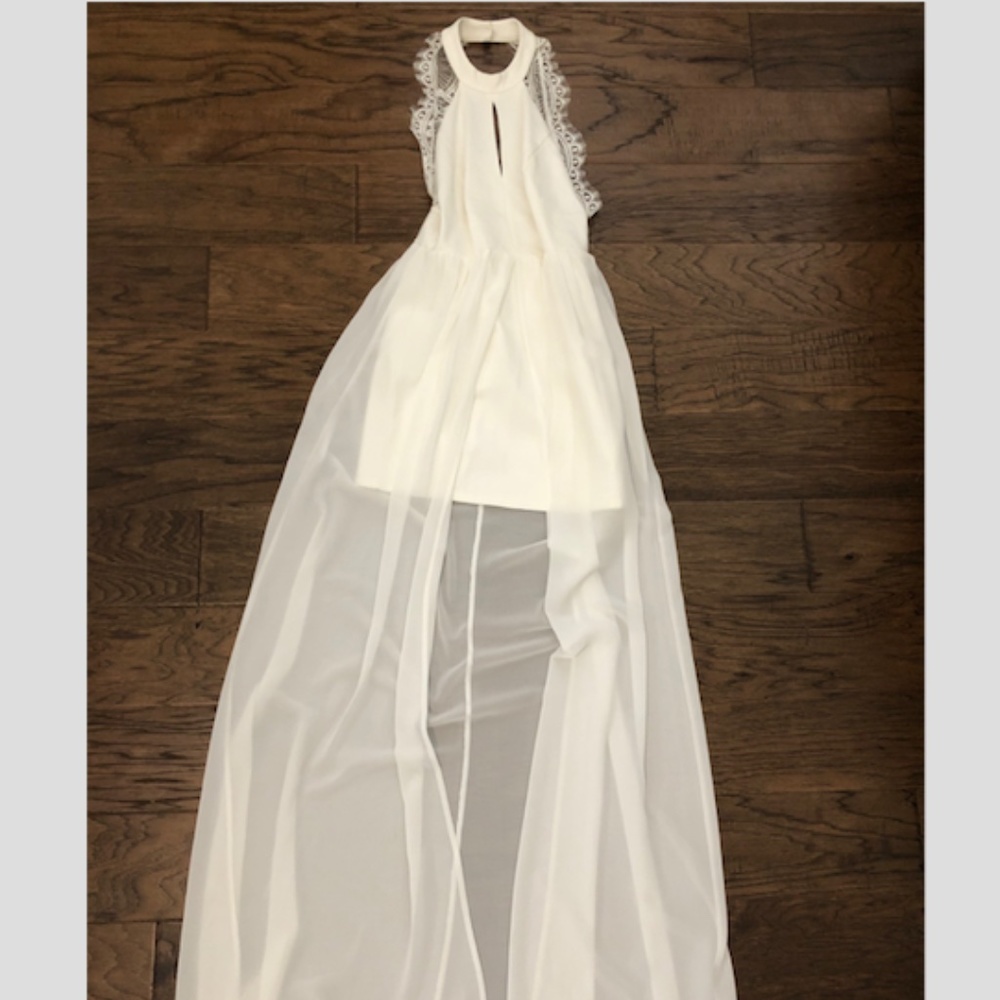 Lulus White Mini Dress with Sheath Overlay